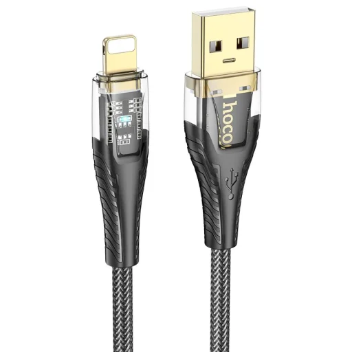 USB A Lightning kábel Hoco 2,4A 1,2 m U121 fekete átlátszó - 1