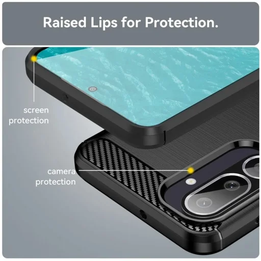  Techsuit - Karbonszilikon - Samsung Galaxy M56 - Fekete tok - 5