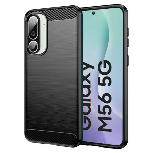  Techsuit - Karbonszilikon - Samsung Galaxy M56 - Fekete tok - 1