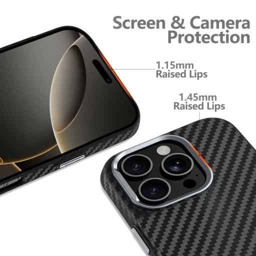 Tech-protect Ion Carbon Magsafe iPhone 14 fekete/ezüst tok - 2