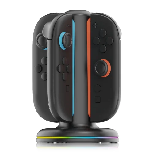 iPega SW2052 Töltőállomás RGB világítással JoyCon Kontrollerekhez Nintendo Switch 2 fekete - 3