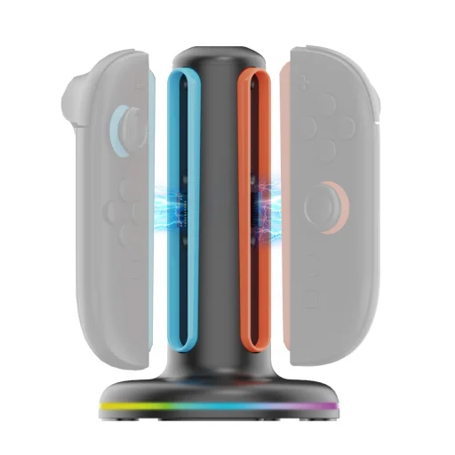 iPega SW2052 Töltőállomás RGB világítással JoyCon Kontrollerekhez Nintendo Switch 2 fekete - 4