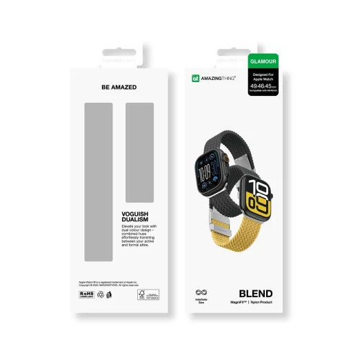 2 darabos AmazingThing Blend szíj készlet Apple Watch 45/46/49mm - Sárga-Fekete/Fekete - 8