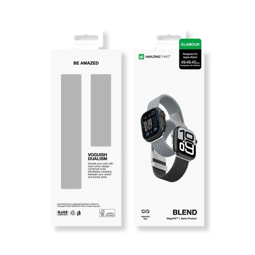 2 darabos AmazingThing Blend szíj készlet Apple Watch 45/46/49mm - Szürke-Fekete/Szürke - 8