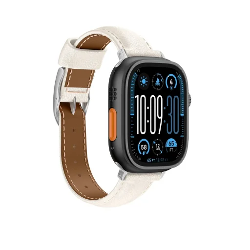 AmazingThing Class Band bőrszíj Apple Watch 45 / 46 / 49 mm - Világos Bézs - 3
