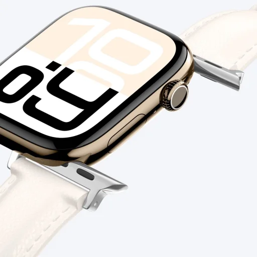 AmazingThing Class Band bőrszíj Apple Watch 45 / 46 / 49 mm - Világos Bézs - 7