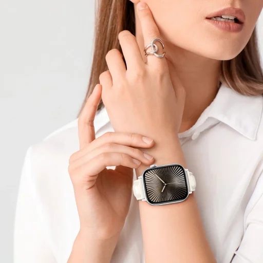 AmazingThing Class Band bőrszíj Apple Watch 45 / 46 / 49 mm - Világos Bézs - 8