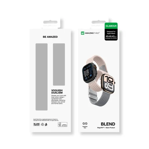 2 darabos AmazingThing Blend szíj szett Apple Watch 45/46/49mm - Pink-Szürke/Rózsaszín - 10