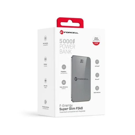 FORCELL F-ENERGY F5K8 Super Slim powerbank compatible with MagSafe PD3.0 QC4.0 15W 5000 mAh grey - 11