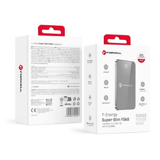 FORCELL F-ENERGY F5K8 Super Slim powerbank compatible with MagSafe PD3.0 QC4.0 15W 5000 mAh grey - 15