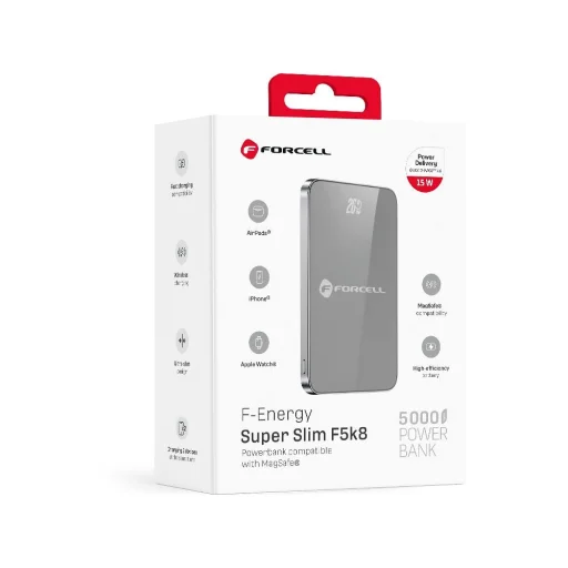 FORCELL F-ENERGY F5K8 Super Slim powerbank compatible with MagSafe PD3.0 QC4.0 15W 5000 mAh grey - 16
