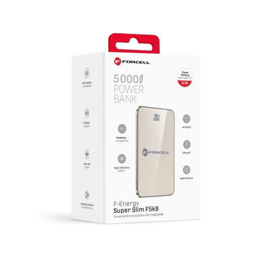 FORCELL F-ENERGY F5K8 Super Slim powerbank kompatibilis MagSafe PD3.0 QC4.0 15W 5000 mAh titán desszert - 9
