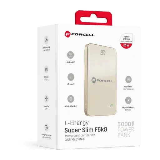 FORCELL F-ENERGY F5K8 Super Slim powerbanka kompatibilná s MagSafe PD3.0 QC4.0 15W 5000 mAh titánový dezert - 20