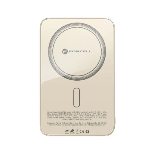 FORCELL F-ENERGY F5K8 Super Slim powerbanka kompatibilná s MagSafe PD3.0 QC4.0 15W 5000 mAh titánový dezert - 14