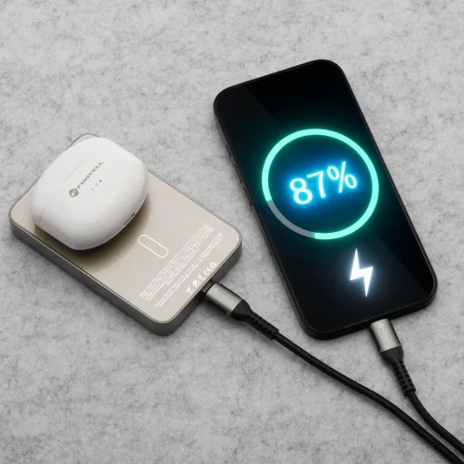 FORCELL F-ENERGY F10K8 Szuper Vékony powerbank kompatibilis MagSafe PD3.0 QC4.0 15W 10000 mAh titán desszert - 10