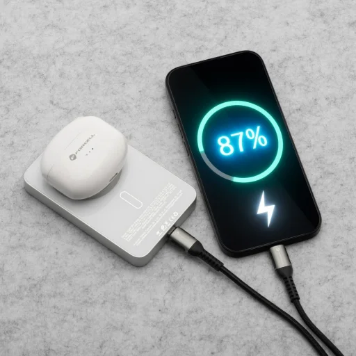 FORCELL F-ENERGY F10K8 Szupervékony powerbank kompatibilis MagSafe PD3.0 QC4.0 15W 10000 mAh fehér - 11