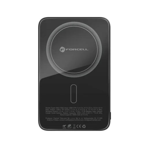 FORCELL F-ENERGY F5K8 Super tenká powerbanka MagSafe kompatibilná PD3.0 QC4.0 15W 5000 mAh čierna - 15