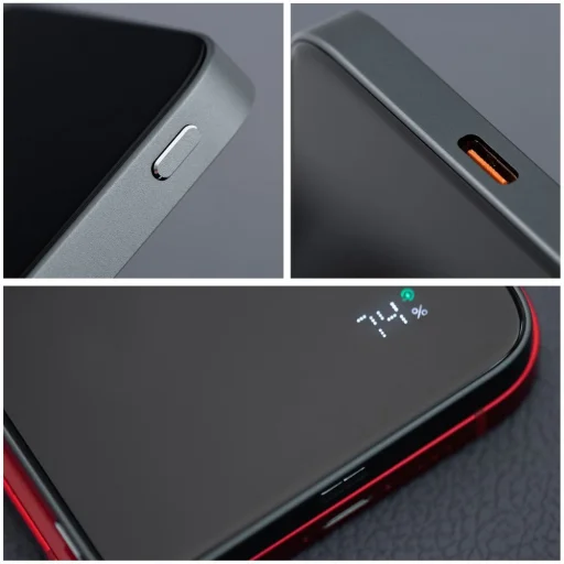 FORCELL F-ENERGY F5K8 Szuper Vékony powerbank MagSafe-kompatibilis PD3.0 QC4.0 15W 5000 mAh fekete - 7