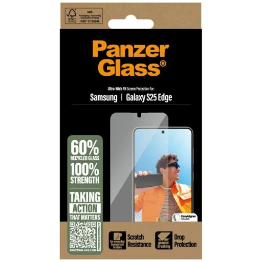 PanzerGlass Ultra-Wide Fit edzett üveg Samsung Galaxy S25 Edge készülékhez - Átlátszó üvegfólia - 4