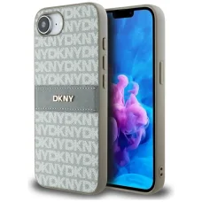  iPhone 16e DKNY Repeat Texture Minta tónusos csíkkal tok - Bézs