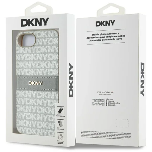  iPhone 16e DKNY Repeat Texture Minta tónusos csíkkal tok - Bézs - 8