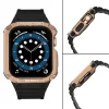 Protect Strap Band csuklópánt és tok Apple Watch 9 / 8 / 7 / 6 / 5 / 4 / 3 / 2 / SE / SE2 (41 / 40 / 38mm) tok Páncélozott borítás karórához Fekete / Rose Gold tok thumbnail