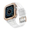 Protect Strap szíj karpánt tokkal Apple Watch 9 / 8 / 7 / 6 / 5 / 4 / 3 / 2 / SE / SE2 (41 / 40 / 38mm) tok páncél borítás órához átlátszó / rozéarany - 2