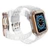 Protect Strap szíj karpánt tokkal Apple Watch 9 / 8 / 7 / 6 / 5 / 4 / 3 / 2 / SE / SE2 (41 / 40 / 38mm) tok páncél borítás órához átlátszó / rozéarany - 3