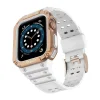 Protect Strap Band karpánt tok Apple Watch 9 / 8 / 7 / 6 / 5 / 4 / 3 / 2 / SE / SE2 (41 / 40 / 38mm) páncélozott tok fehér / rózsa arany - 2