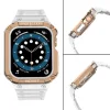 Protect Strap Band karpánt tok Apple Watch 9 / 8 / 7 / 6 / 5 / 4 / 3 / 2 / SE / SE2 (41 / 40 / 38mm) páncélozott tok fehér / rózsa arany - 4