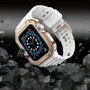 Protect Strap Band karpánt tok Apple Watch 9 / 8 / 7 / 6 / 5 / 4 / 3 / 2 / SE / SE2 (41 / 40 / 38mm) páncélozott tok fehér / rózsa arany - 5