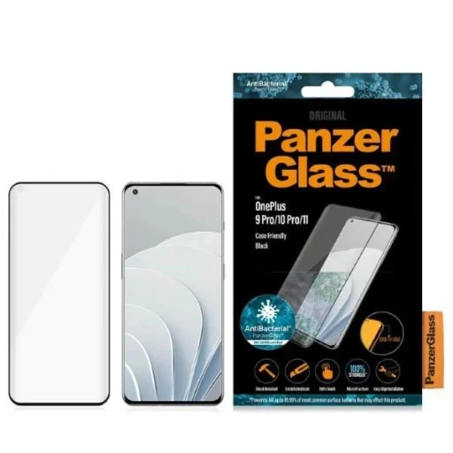 PanzerGlass E2E Microfracture antibakteriális üveg OnePlus 9 Pro / 10 Pro / 11 - fekete kerettel üvegfólia - 1