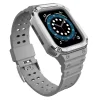 Protect Strap Band tok + szíj Apple Watch 9 / 8 / 7 / 6 / 5 / 4 / 3 / 2 / SE / SE2 (41 / 40 / 38mm) Páncélozott fedél óraszürke / ezüst