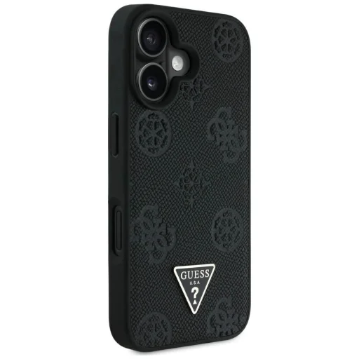  iPhone 16 Fekete Guess Grained Hot Stamp Peony Triangle Logo MagSafe tok - 4