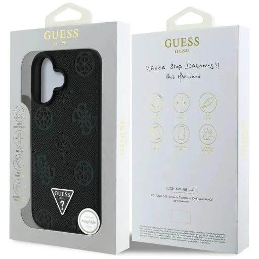  iPhone 16 Fekete Guess Grained Hot Stamp Peony Triangle Logo MagSafe tok - 8