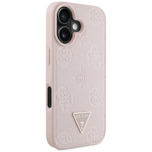  iPhone 16 Pink Guess Grained Hot Stamp Peony Triangle Logo MagSafe tok - 4