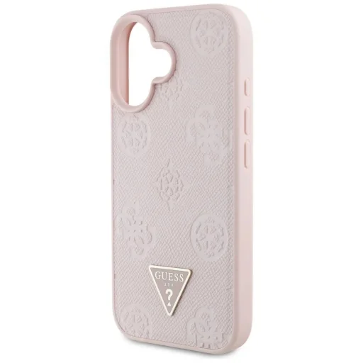  iPhone 16 Pink Guess Grained Hot Stamp Peony Triangle Logo MagSafe tok - 6