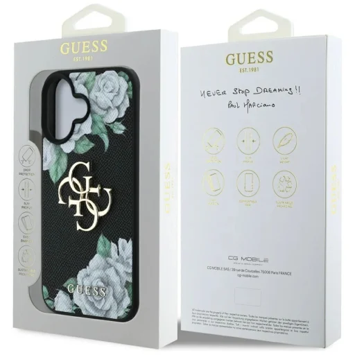  iPhone 16 Fekete Guess Grained Roses Big 4G logós tok - 8
