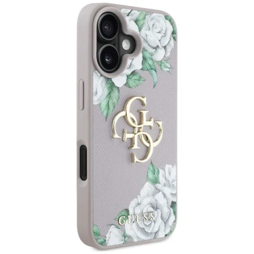  iPhone 16 Lila Guess Grained Roses Big 4G Logo tok - 4