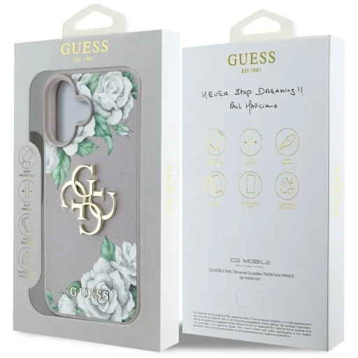 iPhone 16 Lila Guess Grained Roses Big 4G Logo tok - 8