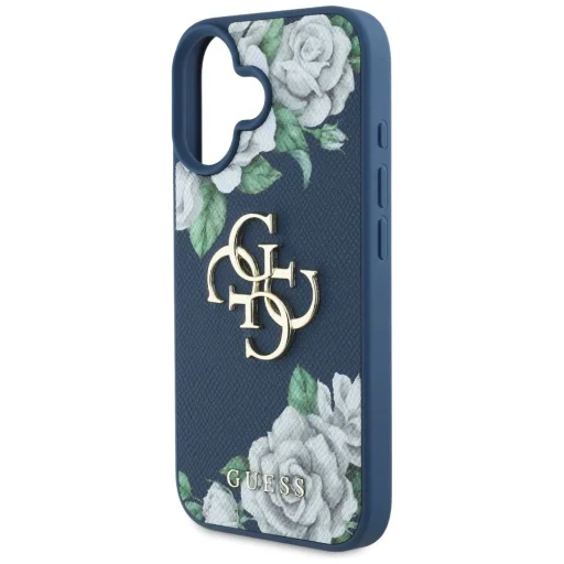 iPhone 16 Kék Guess Grained Roses Big 4G logós tok - 6