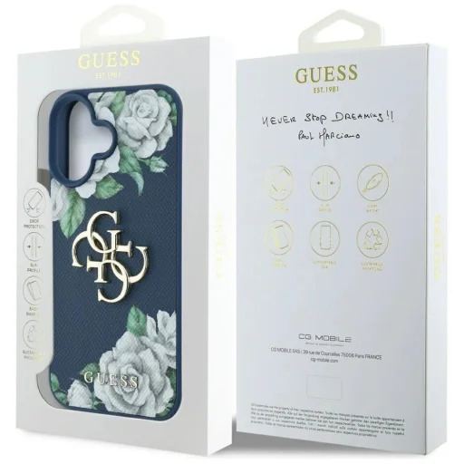  iPhone 16 Kék Guess Grained Roses Big 4G logós tok - 8