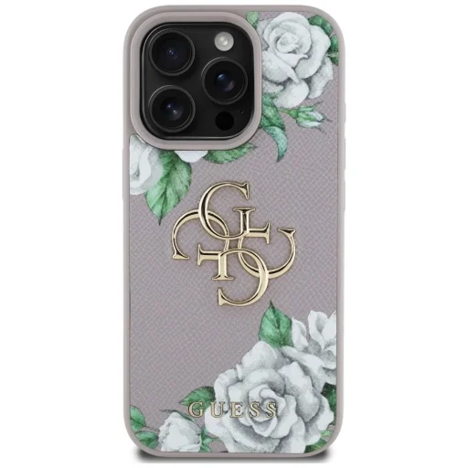  iPhone 16 Pro Max Lila Guess Grained Roses Big 4G Logo Tok - 3
