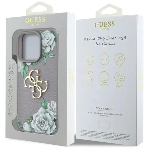  iPhone 16 Pro Max Lila Guess Grained Roses Big 4G Logo Tok - 8