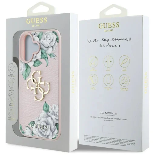  iPhone 16 rózsaszín Guess Grained Roses Big 4G logo tok - 8