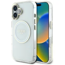  iPhone 16 Guess IML Metal Colored Circle Classic Logo MagSafe tok - fehér