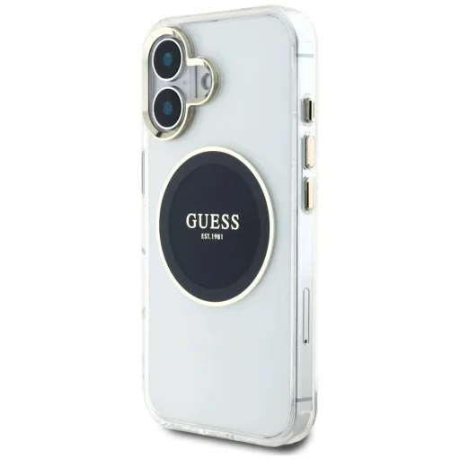  iPhone 16 fekete Guess IML Metal Colored Circle Classic Logo MagSafe tok - 2