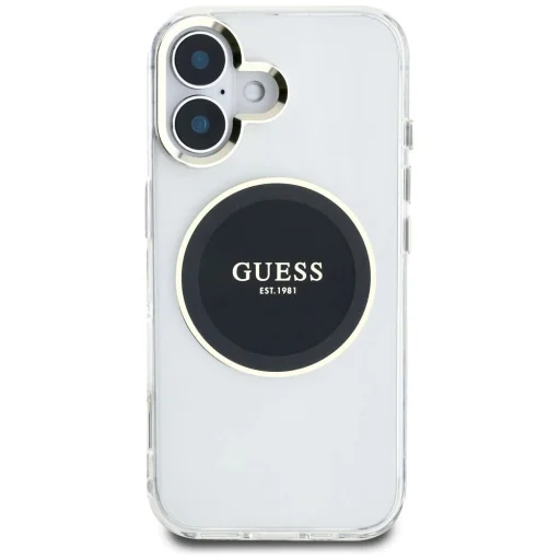  iPhone 16 fekete Guess IML Metal Colored Circle Classic Logo MagSafe tok - 3
