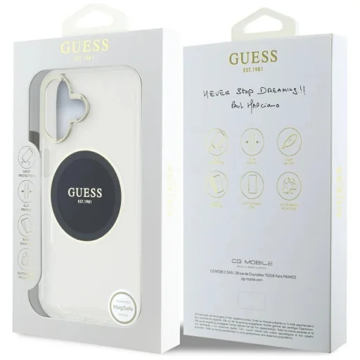  iPhone 16 fekete Guess IML Metal Colored Circle Classic Logo MagSafe tok - 8