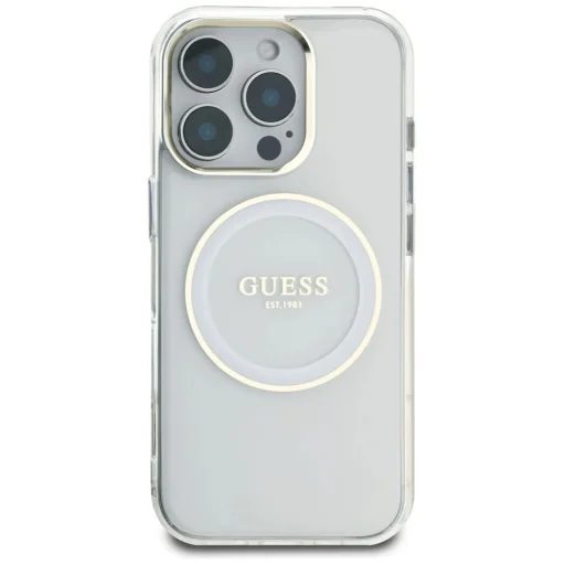  iPhone 16 Pro fehér Guess IML Metal Colored Circle Classic Logo MagSafe tok - 3